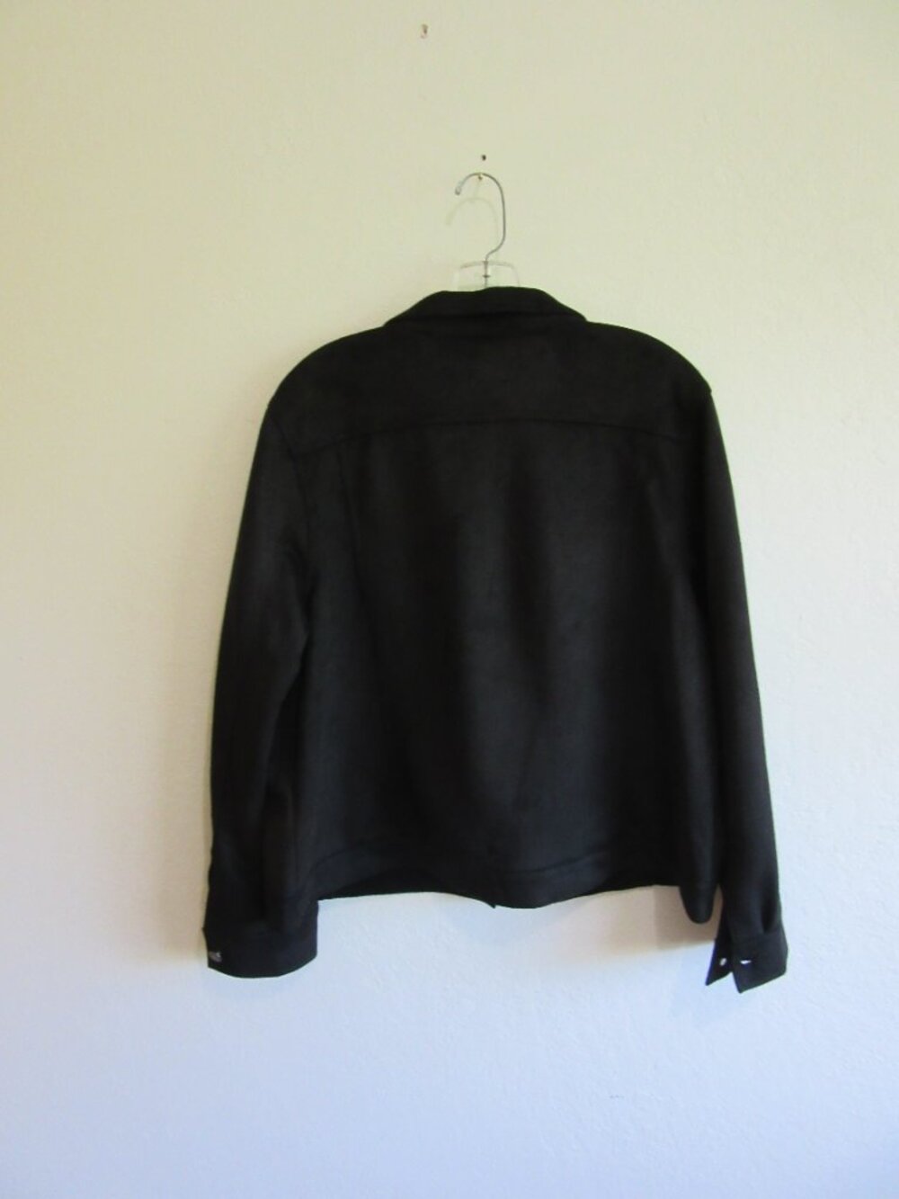 Belle Kim Gravel Black Faux Suede XL Trucker Style Long Sleeve Dressy Jacket - Picture 2 of 4